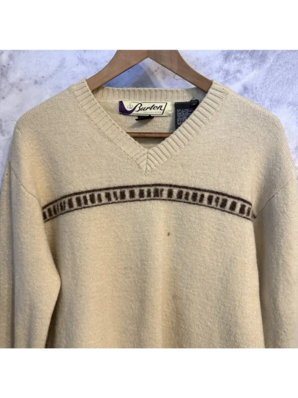 Vintage Burton Snowboards Virgin Wool Sweater Mens Large V Neck